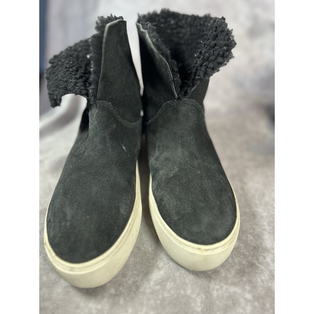 UGG Suede Shearling Lined Platform Boots Black Women's US 7.5 EU 38.5